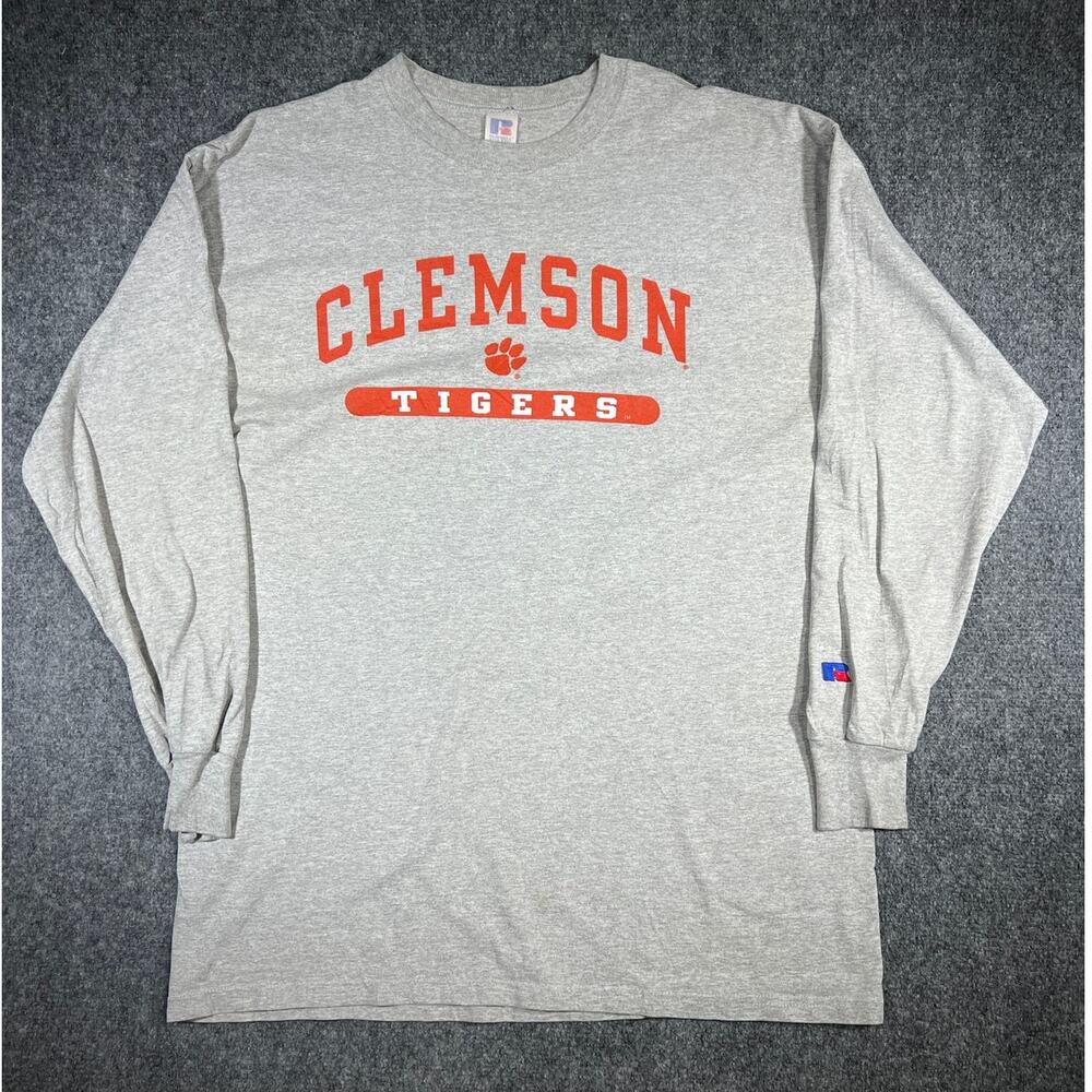 Vintage 90s Clemson Tigers Long Sleeve Shirt Gray Large